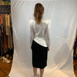 White and black slinky ruched dress