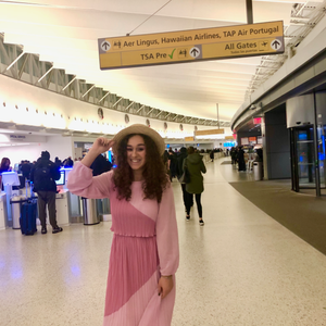 Pleated two tone pink dress