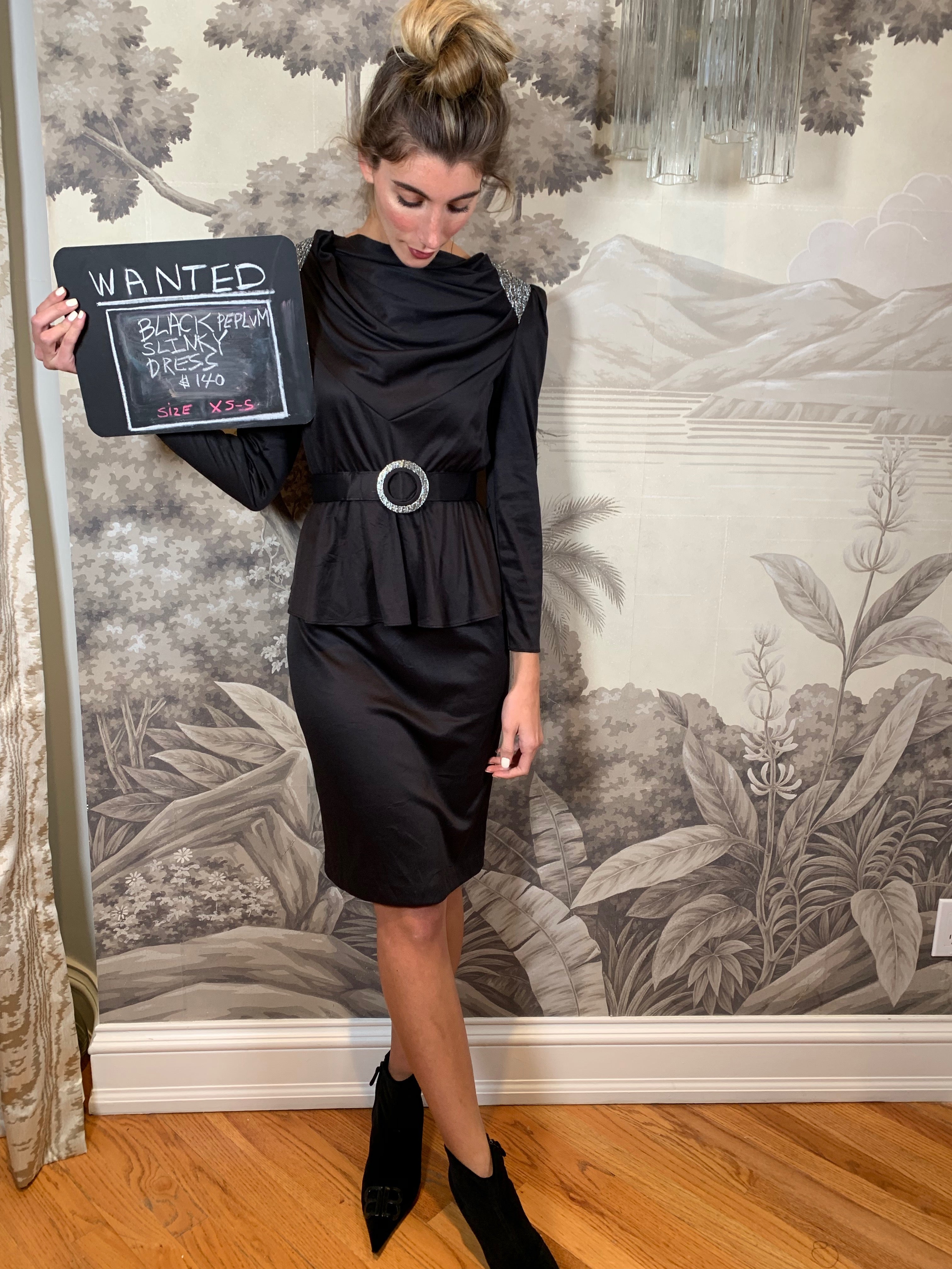 Black peplum slinky dress