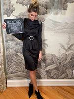 Black peplum slinky dress