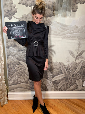 Black peplum slinky dress