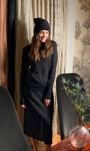 Black iridescent two piece knit