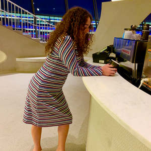 Red, white and Blue knit dress thin stripes