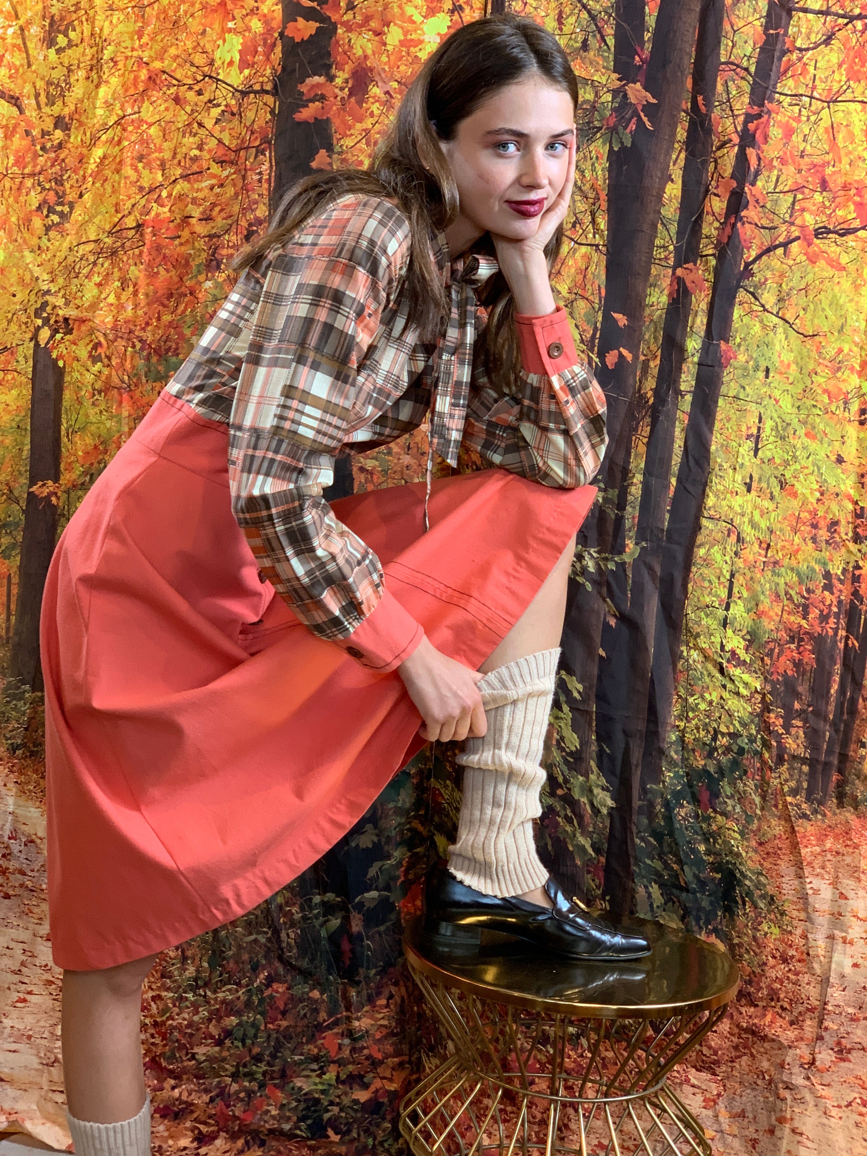 Fall patchwork dress in burnt orange MyMothersArmoire Fall patchwork dress in burnt orange MyMothersArmoire