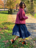 Ruffle denim skirt