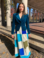 Velvet and lace long sleeve patch work maxi