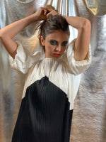 Black and white pleated dress
