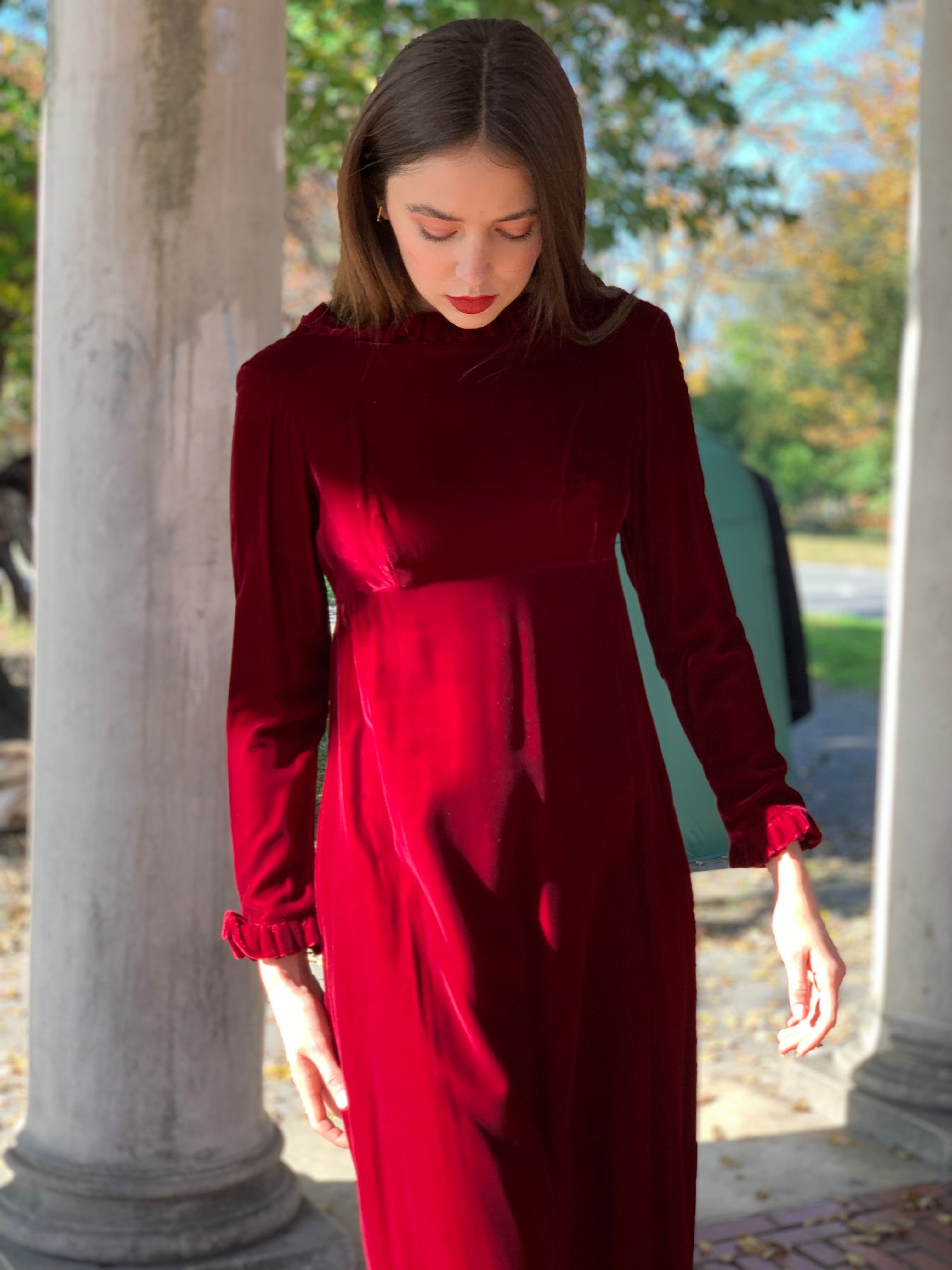 So Much Magic Berry Red Velvet Maxi Dress