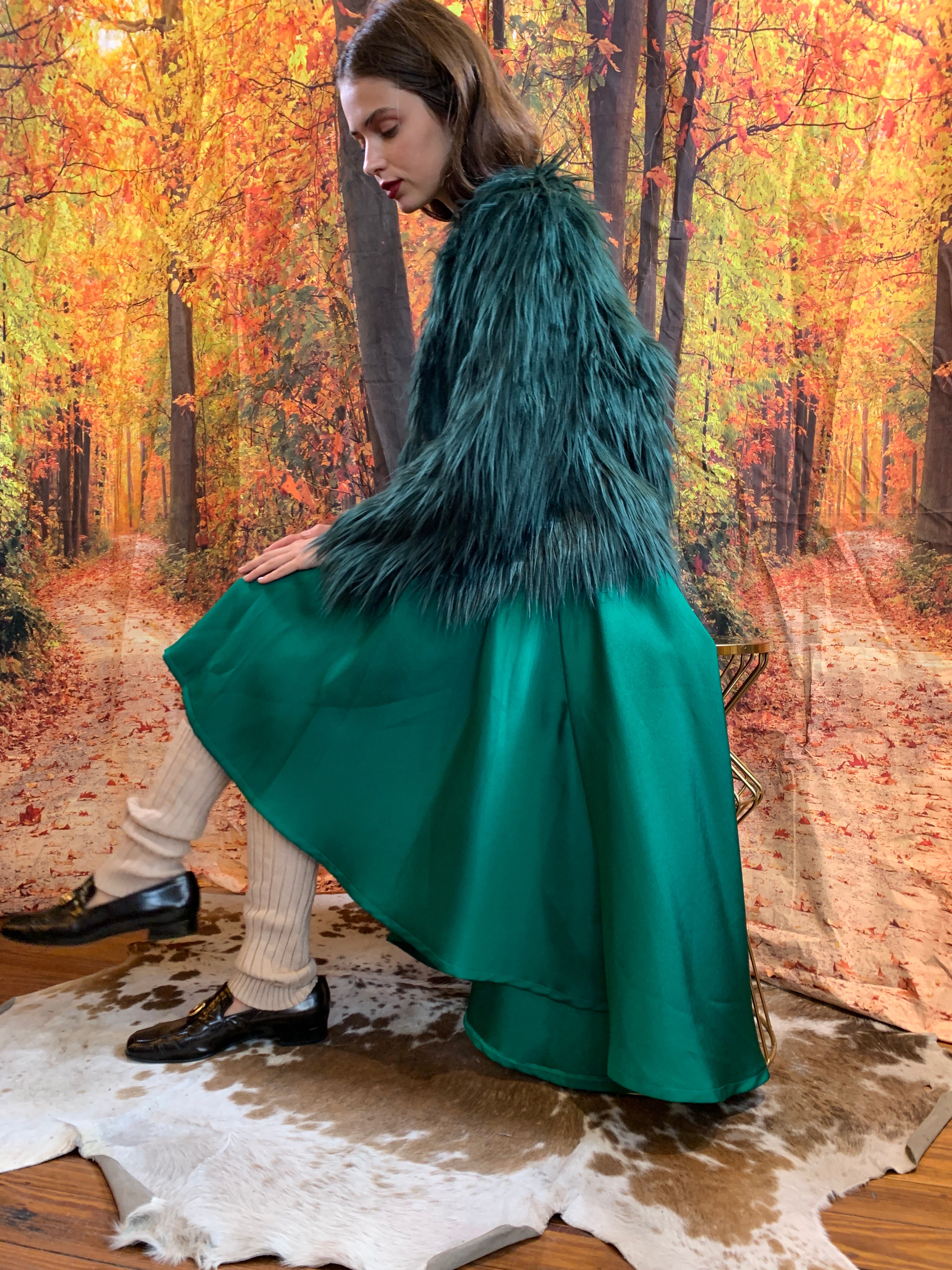 Emerald faux fur jacket