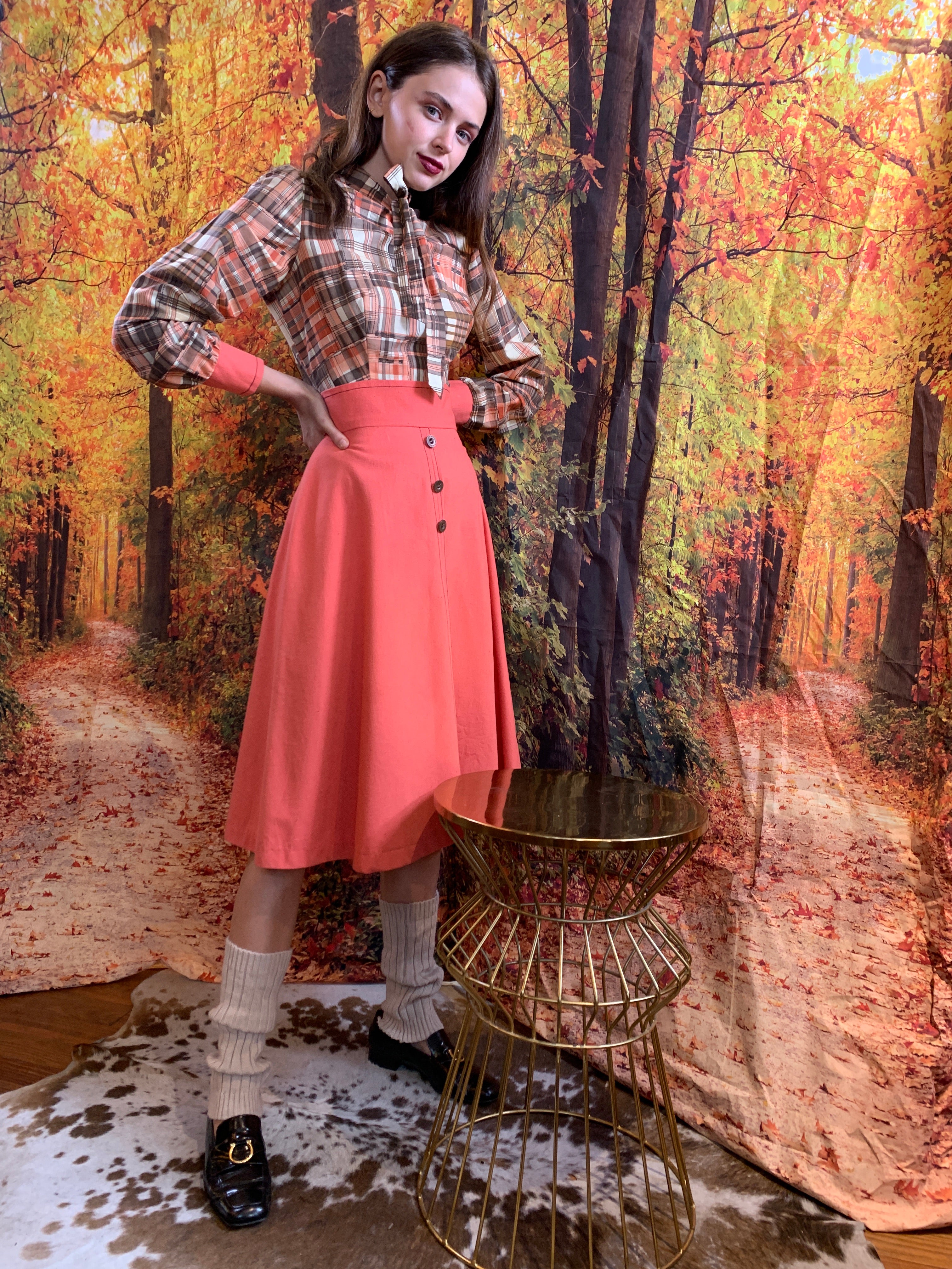 Fall patchwork dress in burnt orange Fall patchwork dress in burnt orange