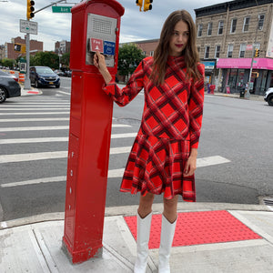 Red square Skater dress