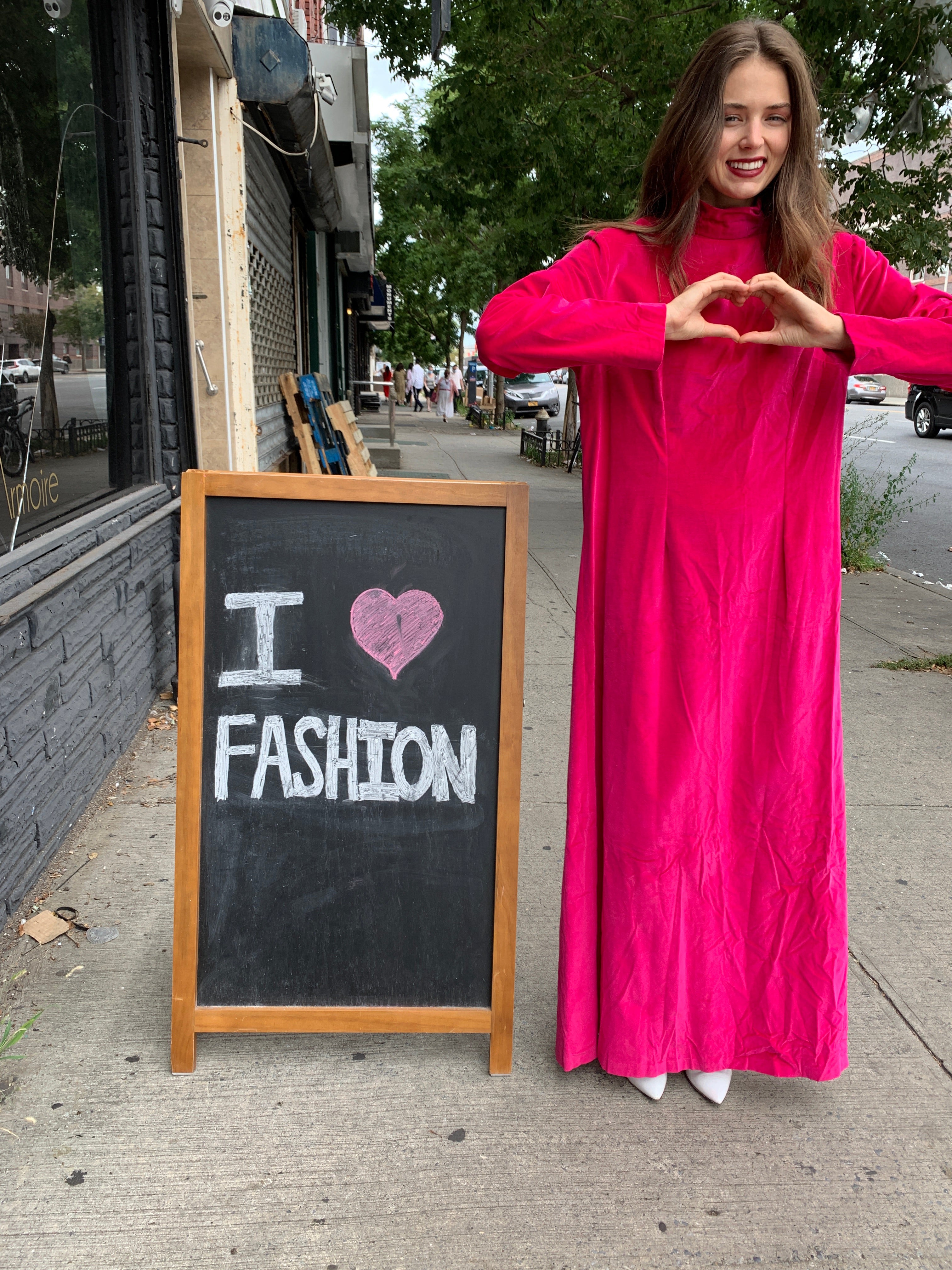 Fuchsia velvet maxi