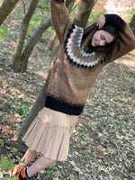 Fuzzy brown isle sweater
