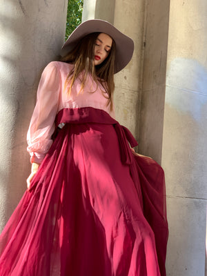 Burgundy/pink chiffon gown