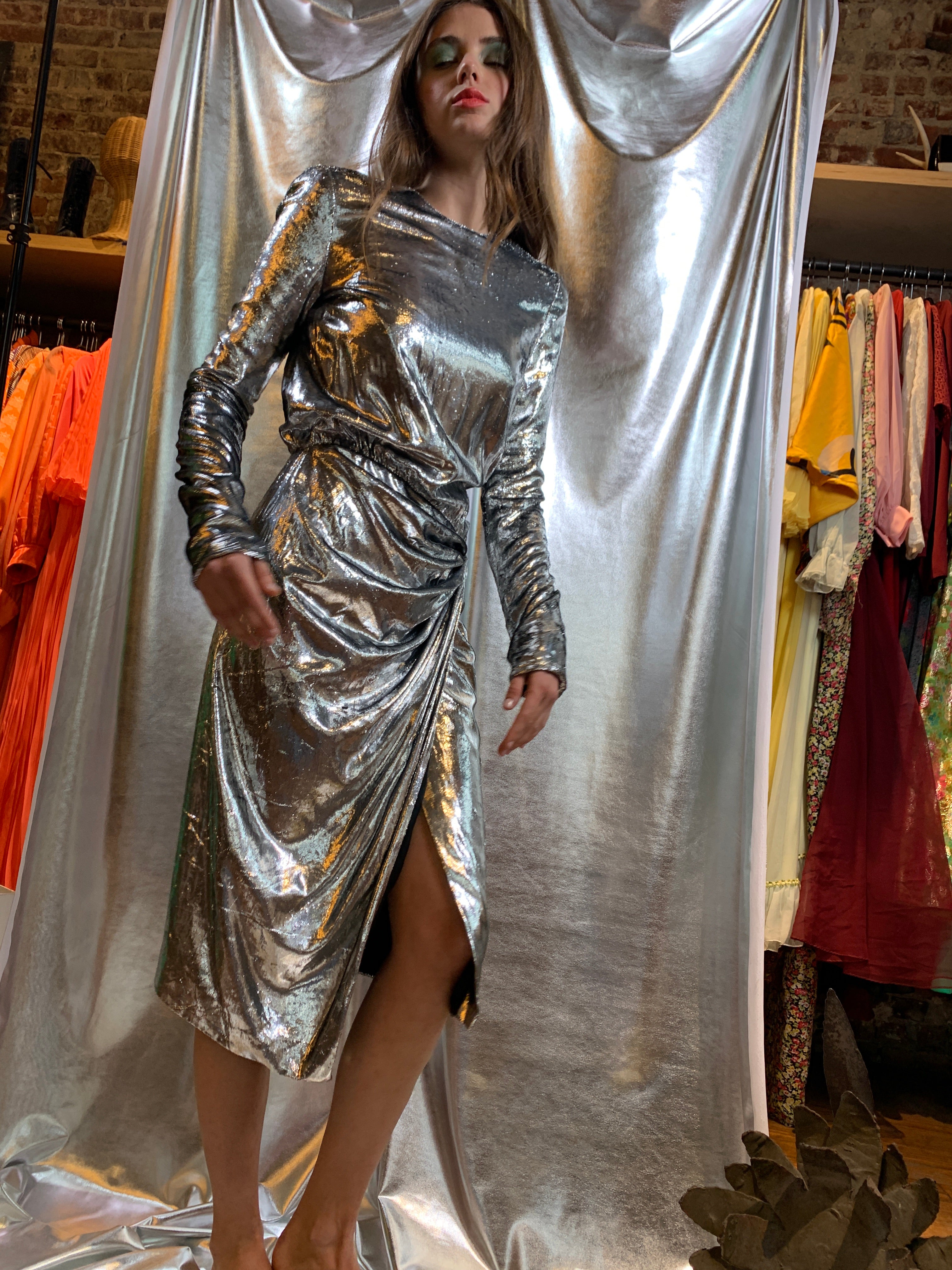 Silver ruched dress