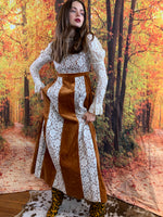 Cognac Velvet and lace maxi