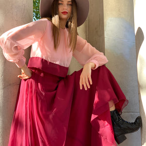 Burgundy/pink chiffon gown