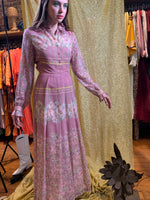 Soft pink floral box pleated maxi