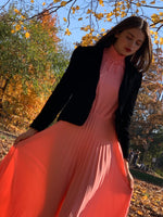 Peach pleated maxi