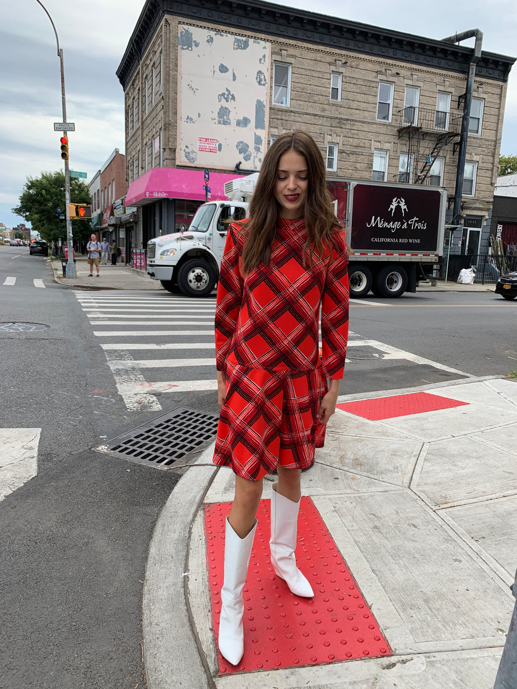 Red square Skater dress