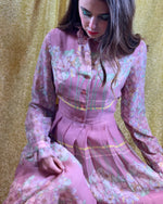 Soft pink floral box pleated maxi