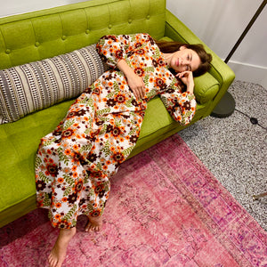 70’s boho orange/brown  floral maxi